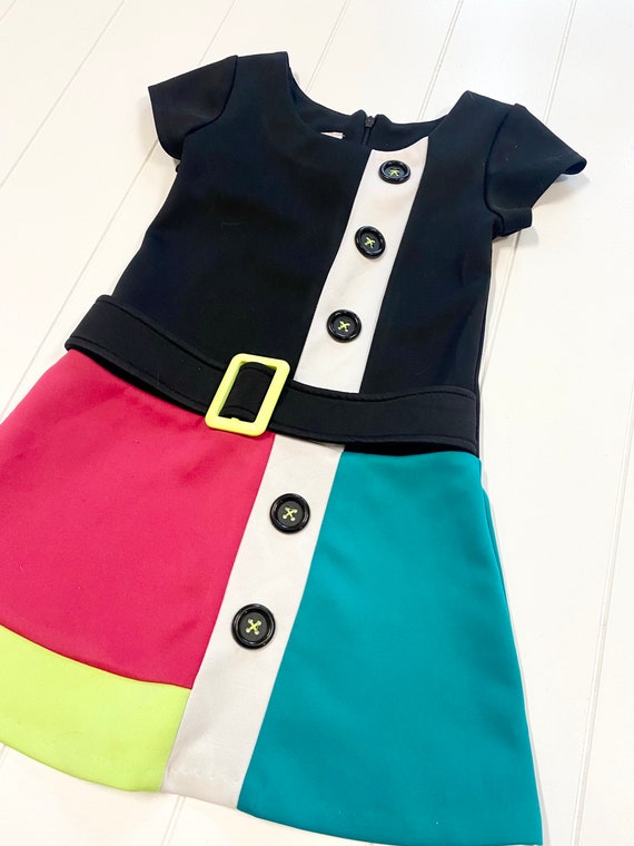 Vintage Bonnie Jean Mod Style Color Block Dress, … - image 2