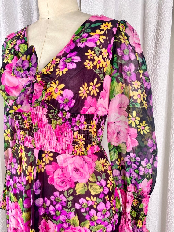Vintage 1970s Montgomery Ward Floral Maxi Dress, … - image 5