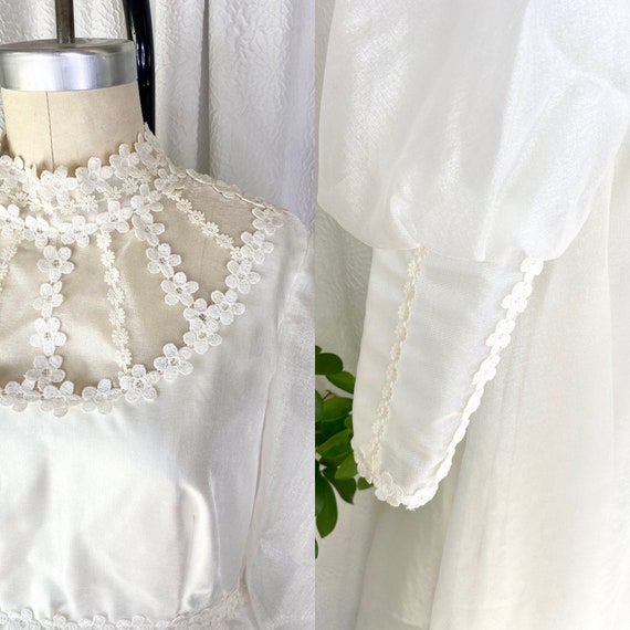 Vintage Iridescent White Daisy Wedding Dress, Boh… - image 4