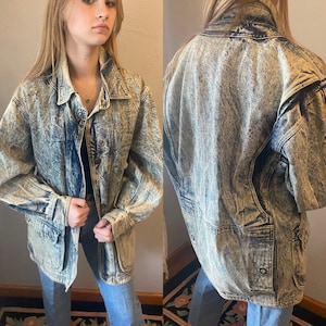 Vintage 80s Guess Acid Washed Denim Jean Jacket, Size Small, Fits Oversized, See Description for Flaws