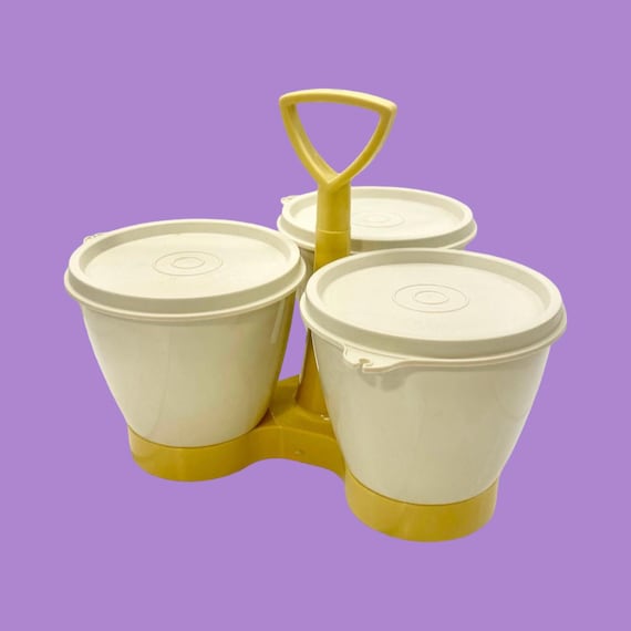 Vintage Yellow Tupperware Condiment Set, Vintage Tupperware Picnic