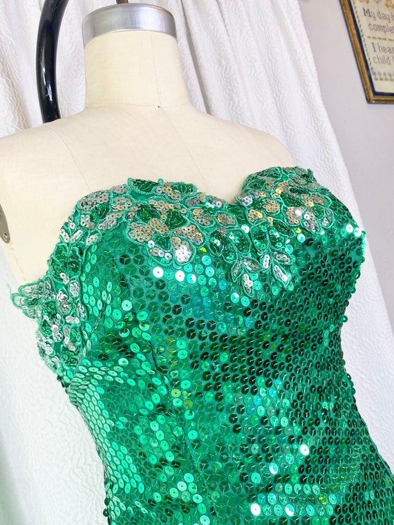 Vintage Amore Iridescent Emerald Green Sequin Min… - image 6