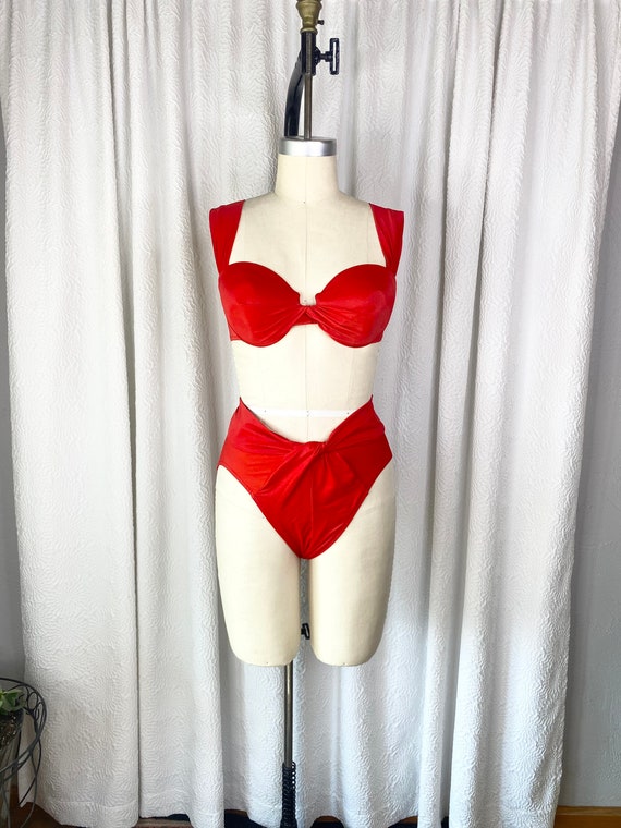 Vintage Red Miraclesuit Two Piece Swimsuit, Vinta… - image 2