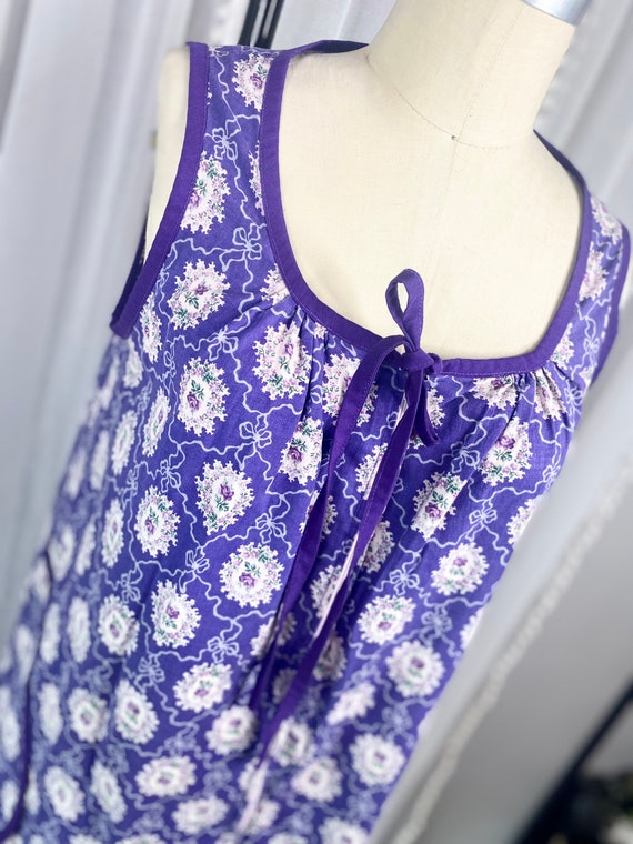 Vintage 1960s Purple Feedsack House Dress, Vintag… - image 4