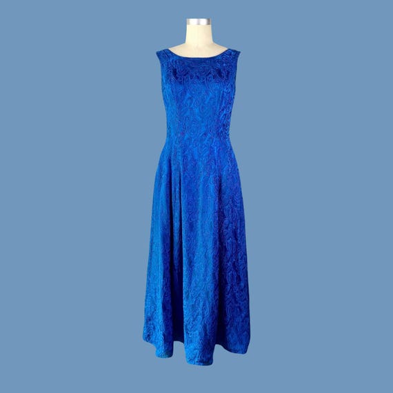 Vintage 1960s Sapphire Blue Brocade Gown, Evening Gown, Mother of the Bride,  Size M - Etsy