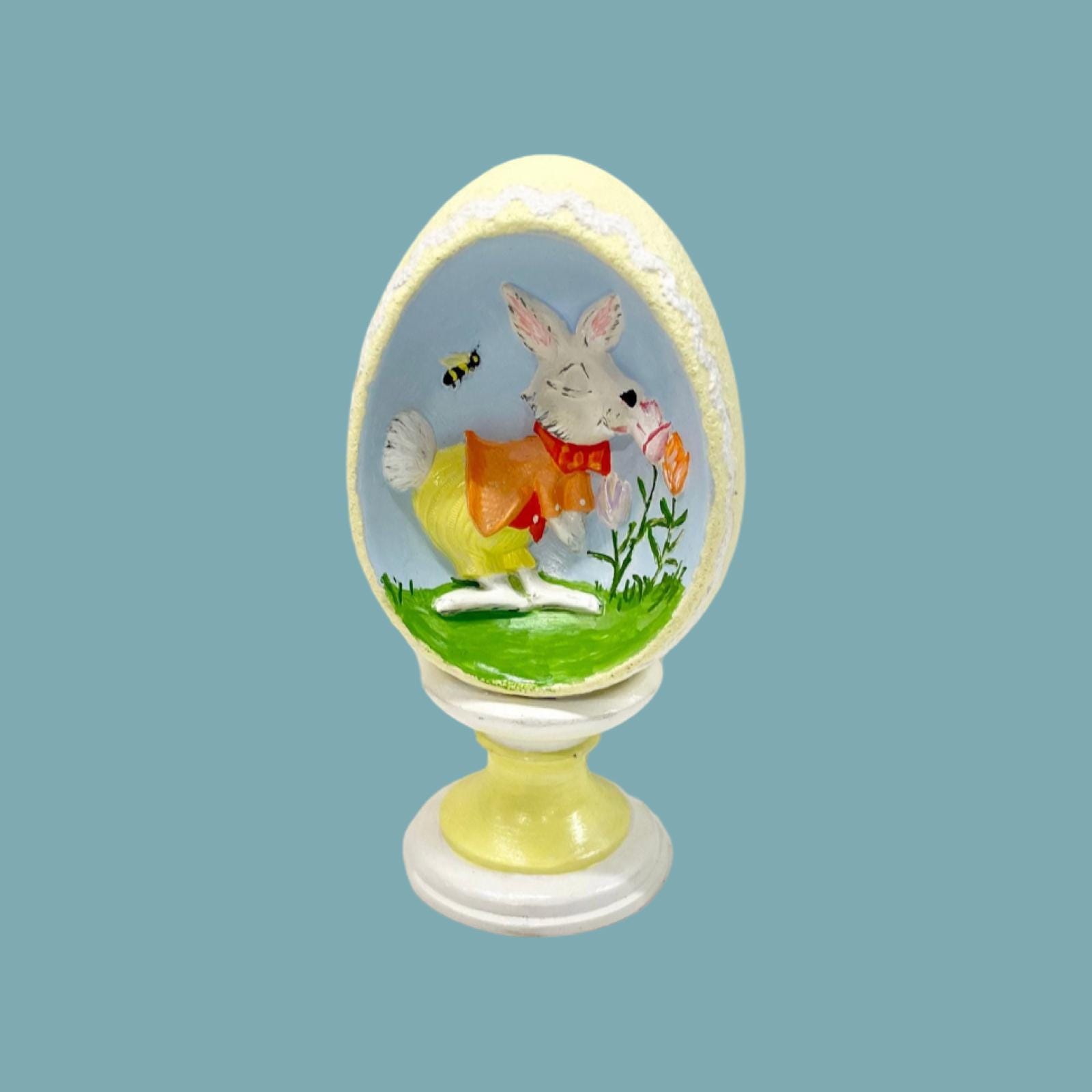 Vintage Hand Painted Byron Mold Easter Rabbit in Egg, Retro Ceramic ...