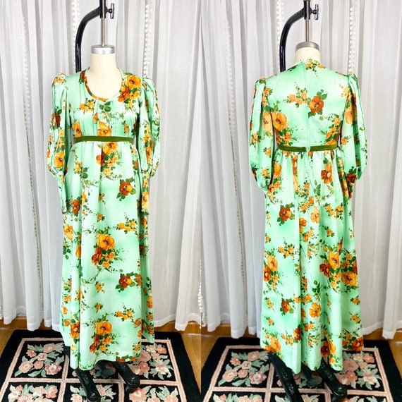 Green Floral Boho Maxi Dress