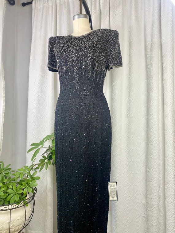 Vintage Patra Petite Black and Silver Sequin Dres… - image 3