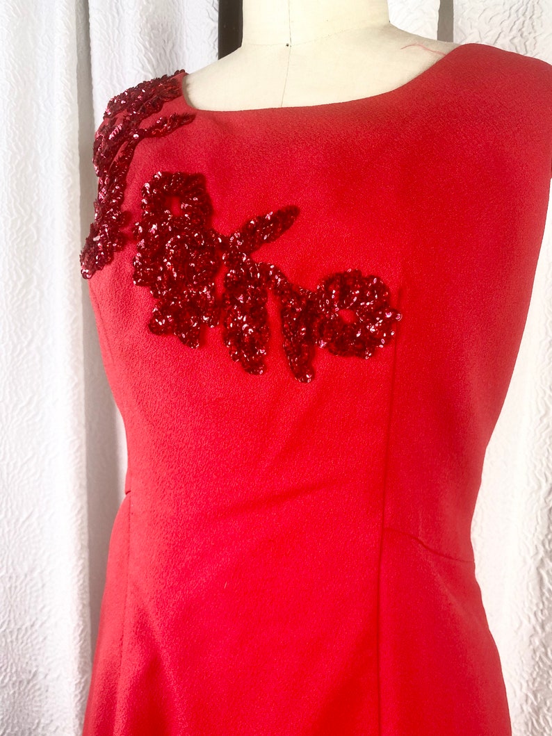 Vintage 1960s Red Beaded Evening Gown, Vintage Red Gown, Beaded Gown, Vintage Evening Gown, Mother of the Bride, Christmas Party image 4