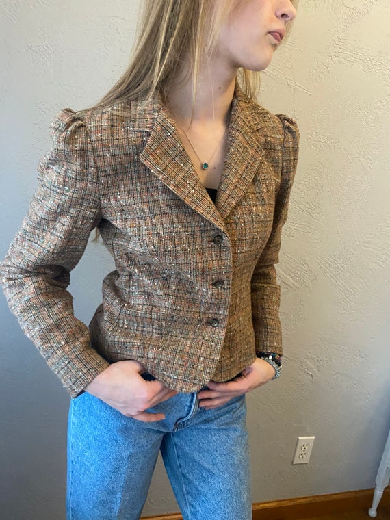 Vintage Plaid Tweed Wool Blazer, Vintage Wool Bla… - image 9