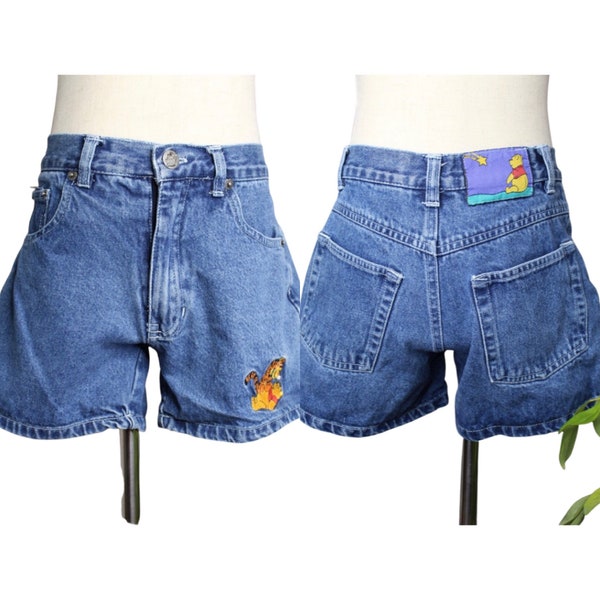 Vintage Girl's Winnie the Pooh Denim Jean High Waisted Shorts, Vintage Disney Clothes, Pooh Shorts, Girl's Size 7 Shorts