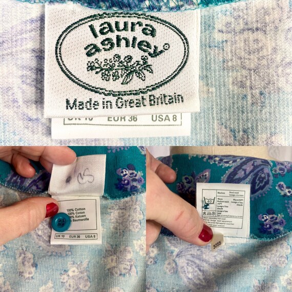 Vintage Laura Ashley Teal and Purple Paisley Cord… - image 10