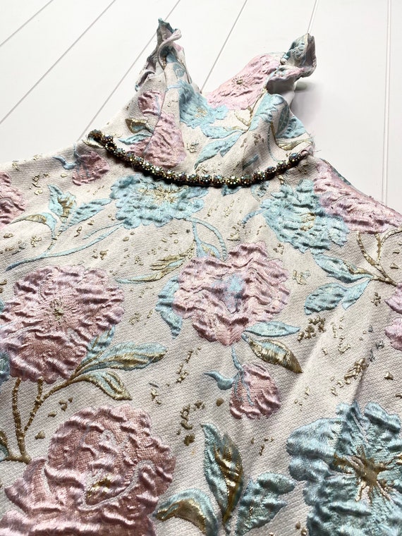 Vintage Pastel Brocade Dress, Vintage Floral Broc… - image 4