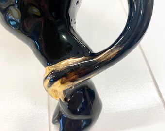Bull　ビンテージ　パンサー　プランター Vintage Mid Century Modern Black Bull Planter With Gold