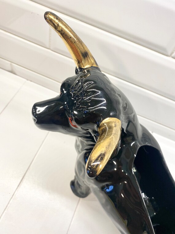 割引価格 Vintage Gold With Planter Bull Black Modern Century Mid 家具
