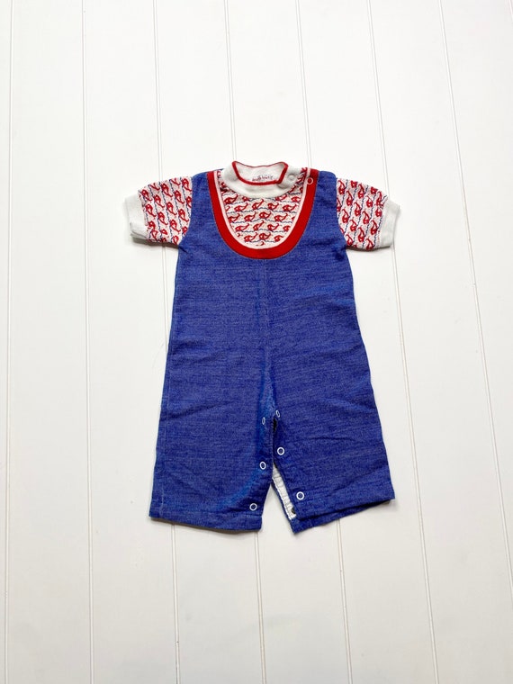 Vintage Healthtex Whale Romper, 1970s Shortall, 9 Months