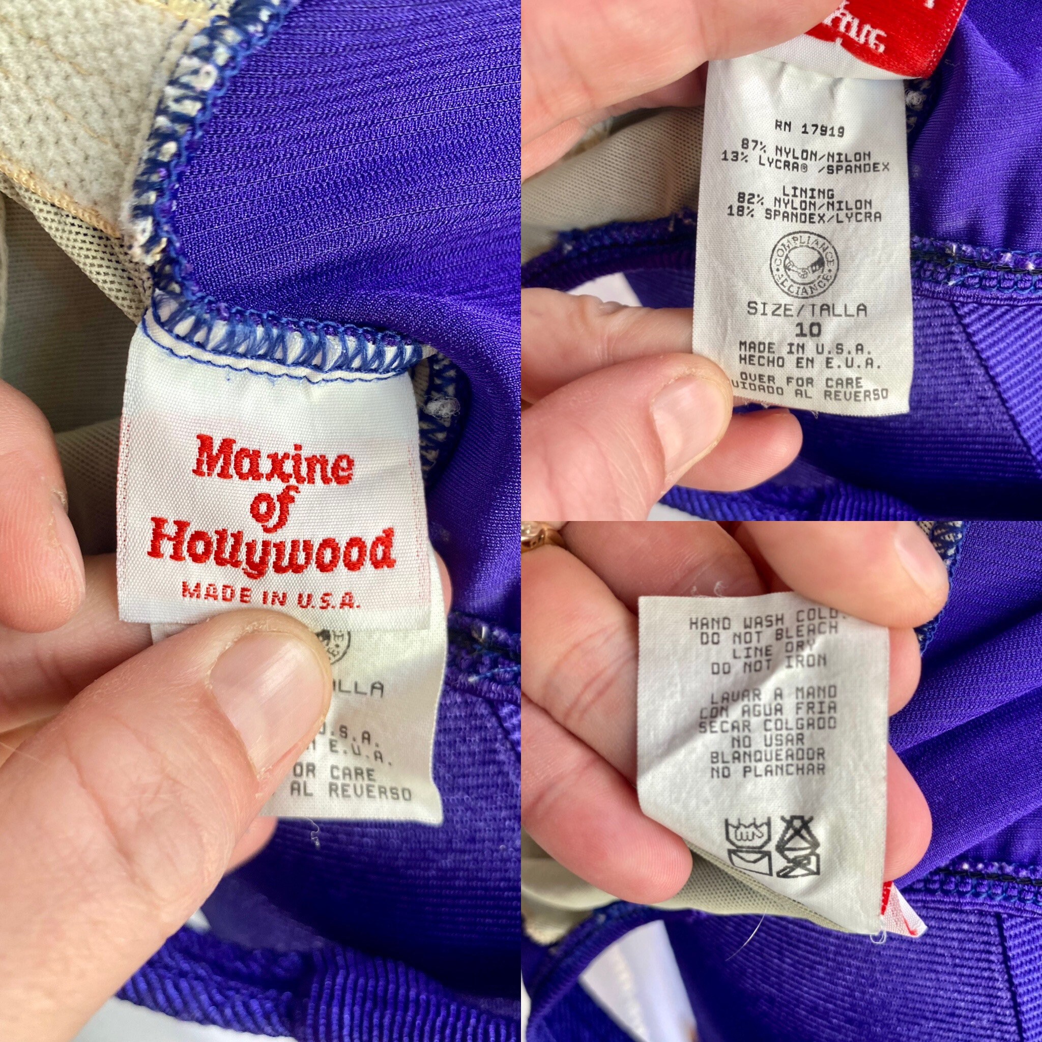 Vintage Purple Ribbed Maxine of Hollywood One Piece Swimsuit