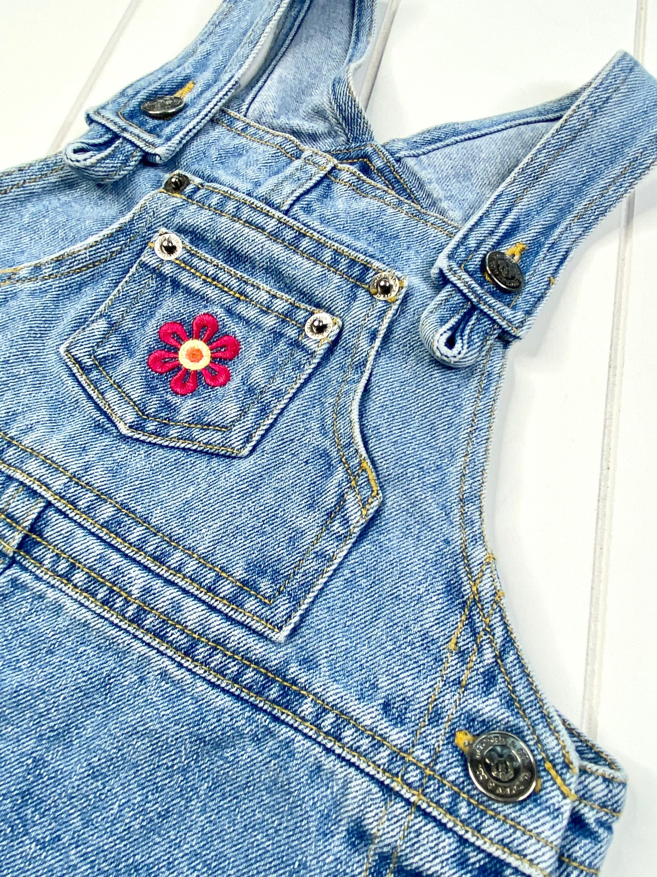 mickey mouse denim overall dress Disney Minnie Mouse Vintage Wash Denim Overall Dress and T-Shirt Outfit Set 3T