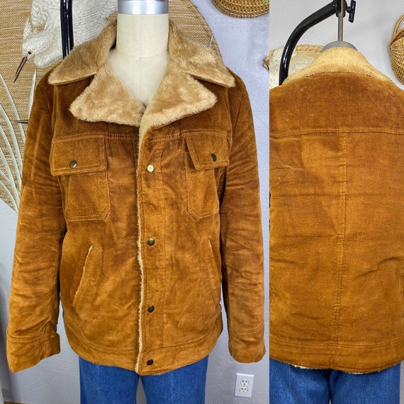 Vintage Penny Lane Style Corduroy Coat with Fur T… - image 1