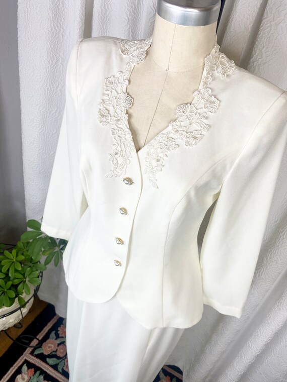 Vintage Off White Cache Skirt Suit, Vintage Weddi… - image 3