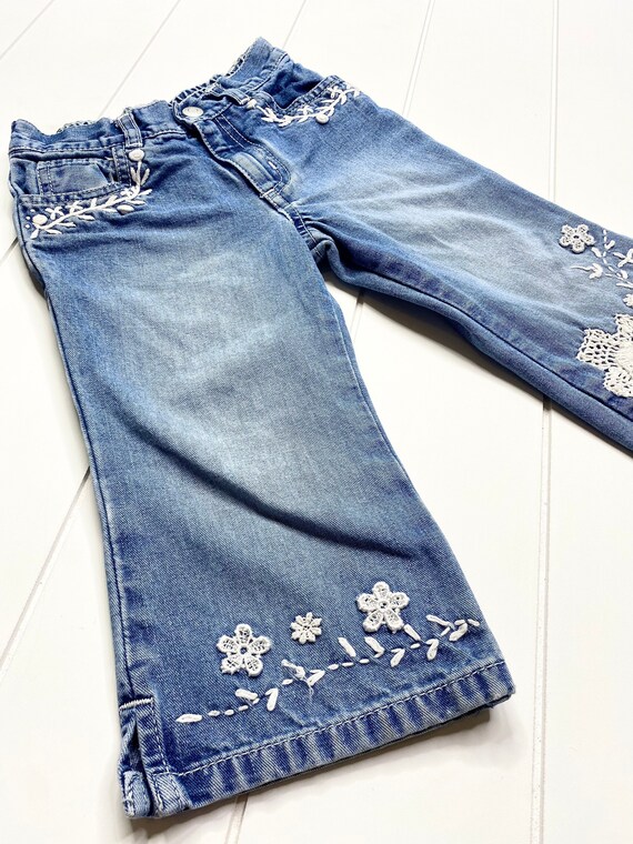 Vintage Flare Jeans with Lace Embroidery, Vintage… - image 6