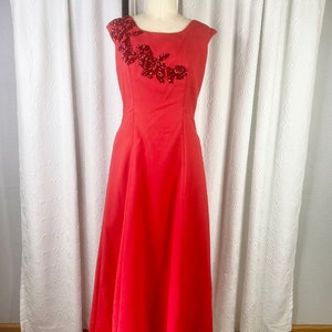 Vintage 1960s Red Beaded Evening Gown, Vintage Red Gown, Beaded Gown, Vintage Evening Gown, Mother of the Bride, Christmas Party image 2
