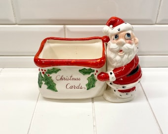 Vintage 1950s Kress Santa with Bag Christmas Card Holder, Vintage Santa Planter, Retro Santa, Mid Century Modern, Vintage Christmas