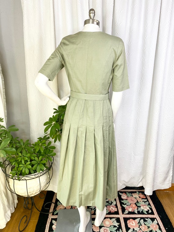 Vintage Laura Ashley Sage Green Linen Blend Pleat… - image 8