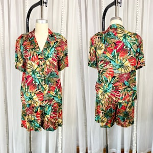 Vintage Coordinating Hawaiian Shirt and Short Set, Vintage Short Set, Hawaiian Set, Vintage Lightweight Short Set, Size Petite Large