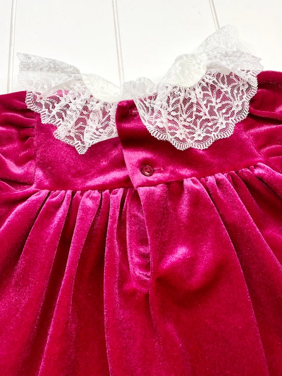 Vintage Chantilly Place Hot Pink Velvet and Lace … - image 8