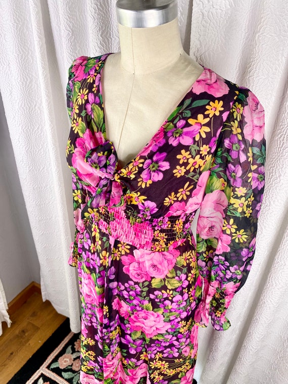 Vintage 1970s Montgomery Ward Floral Maxi Dress, … - image 7