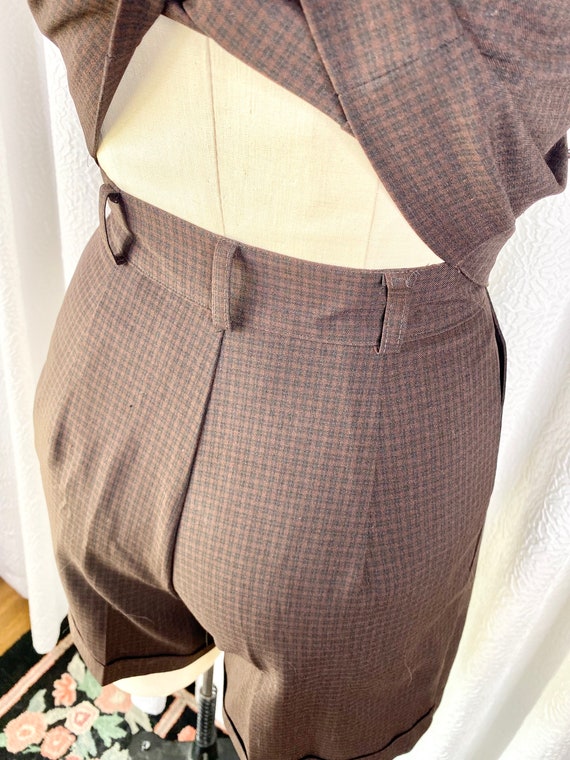 Vintage Giorgio Fiorlini Brown Plaid Shorts Suit,… - image 7