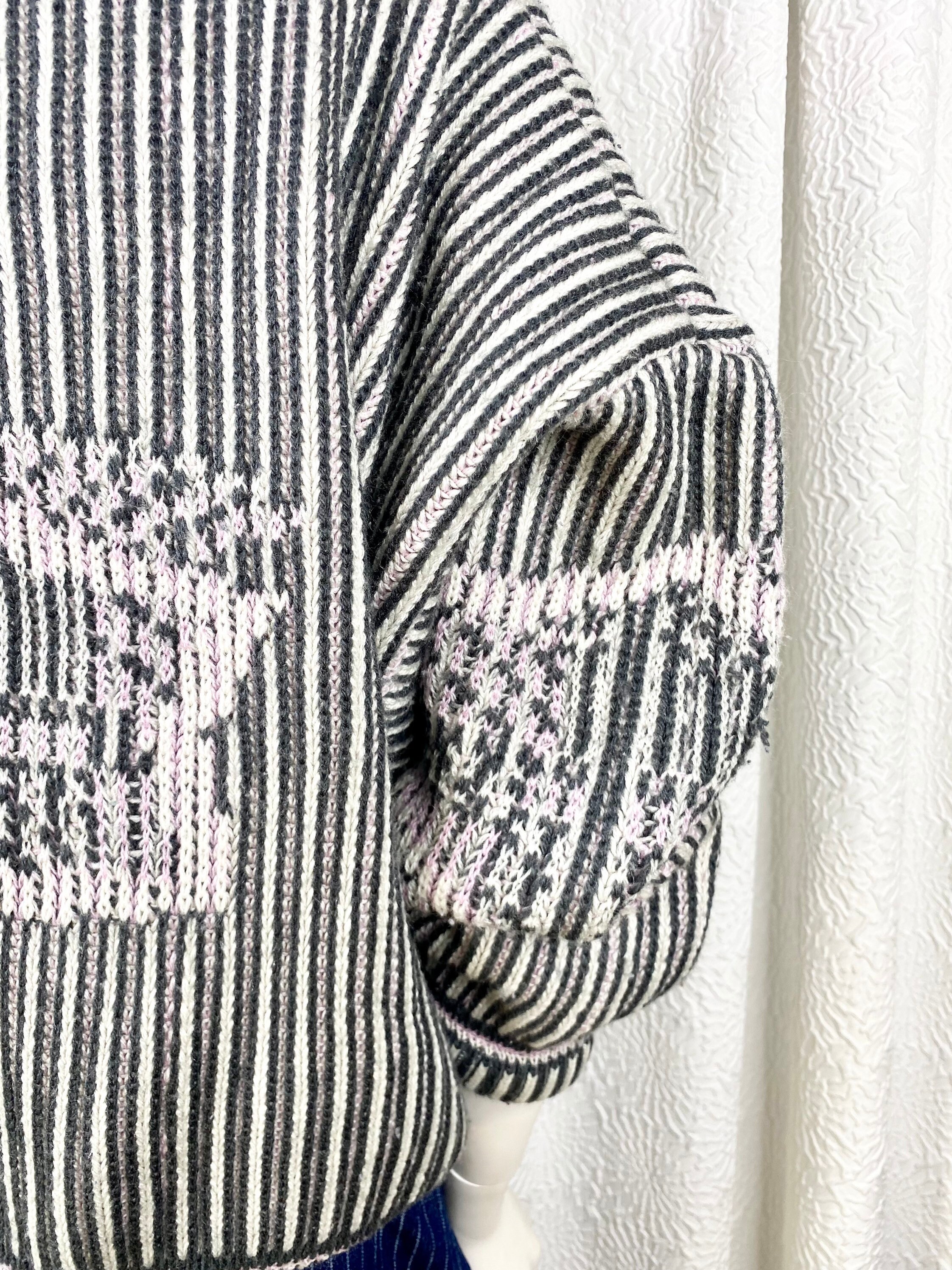 Pull Crop Vintage UnionBay - Style Années 90, Col Roulé, Taille L, Rose Et Rouge