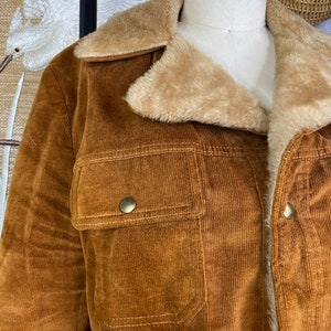Vintage Penny Lane Style Corduroy Coat with Fur Trim and Lining, Fur Collar Coat, Vintage Penny Lane Coat, Size Large image 4