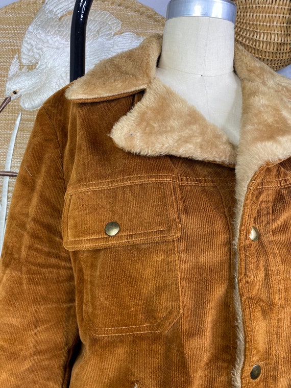 Vintage Penny Lane Style Corduroy Coat with Fur T… - image 4
