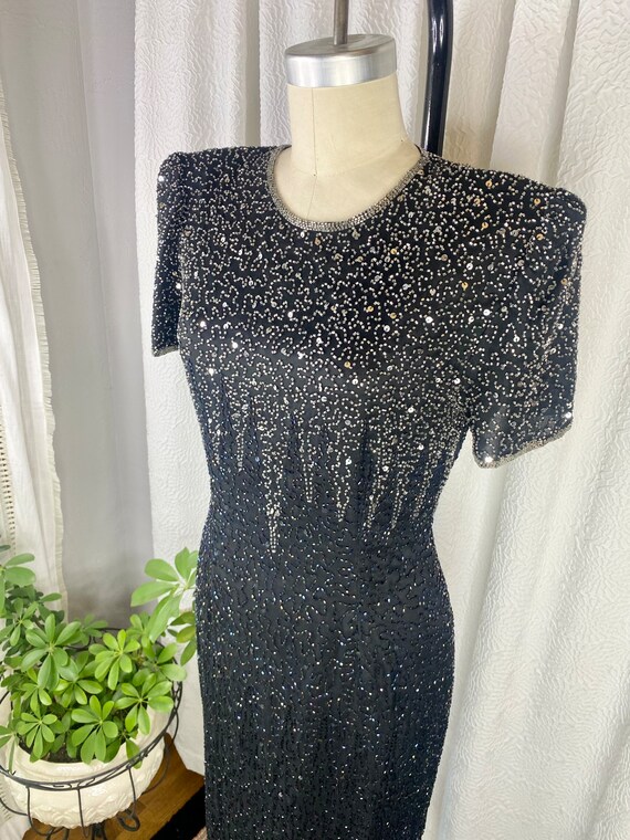 Vintage Patra Petite Black and Silver Sequin Dres… - image 4