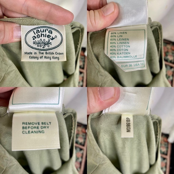 Vintage Laura Ashley Sage Green Linen Blend Pleat… - image 10