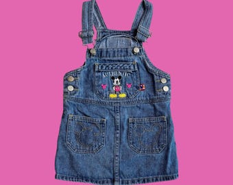 Vestido vaquero vintage de Mickey y Minnie Mouse, talla 4-5T