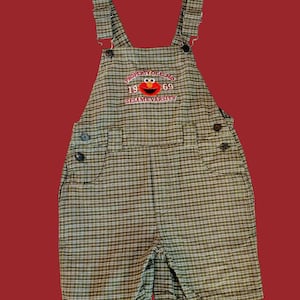 Mono corto vintage de Elmo a cuadros, mono de Barrio Sésamo, talla 5T