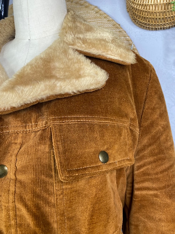 Vintage Penny Lane Style Corduroy Coat with Fur T… - image 5