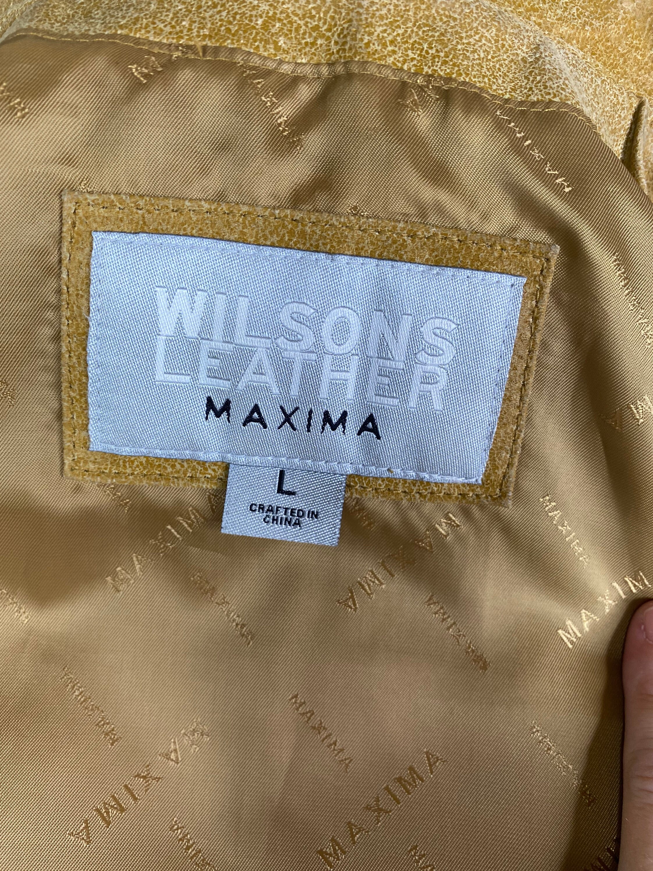 Veste En Cuir Marron Wilson's Leather - Taille L - Style Bomber Doublé - Occasion TB