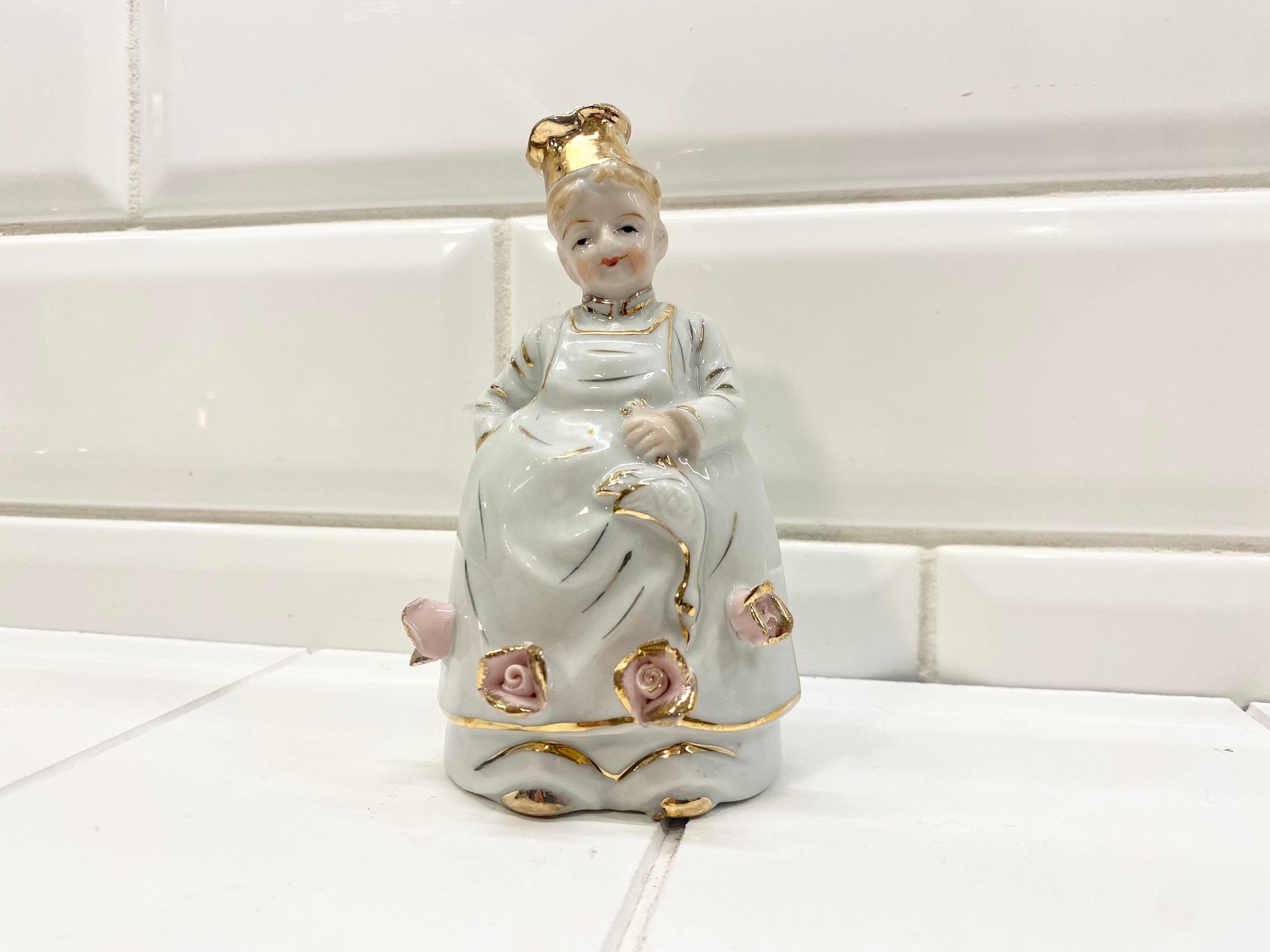 Vintage Made in Japan Ceramic Lady Maid Chef Bell, Vintage Ceramic