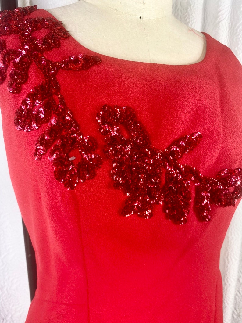 Vintage 1960s Red Beaded Evening Gown, Vintage Red Gown, Beaded Gown, Vintage Evening Gown, Mother of the Bride, Christmas Party image 5