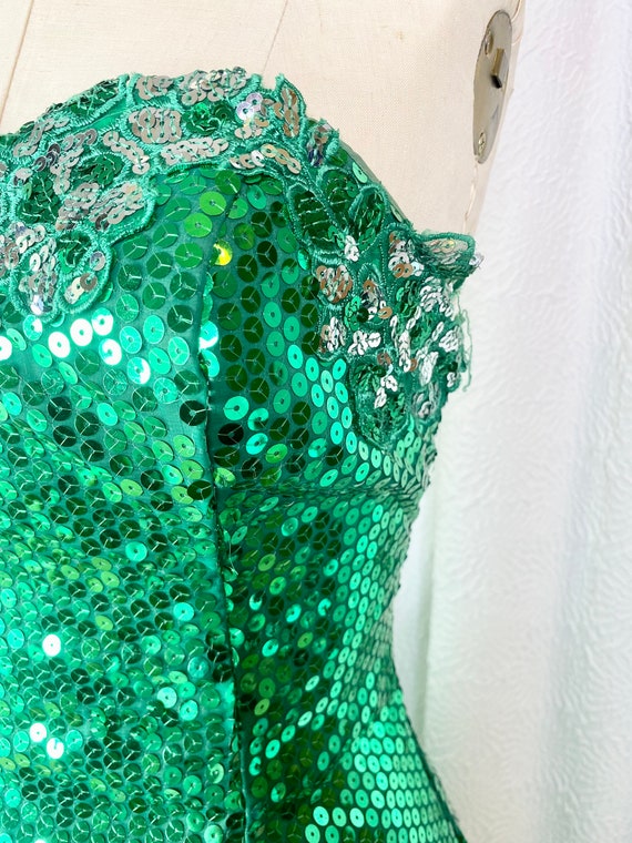 Vintage Amore Iridescent Emerald Green Sequin Min… - image 5