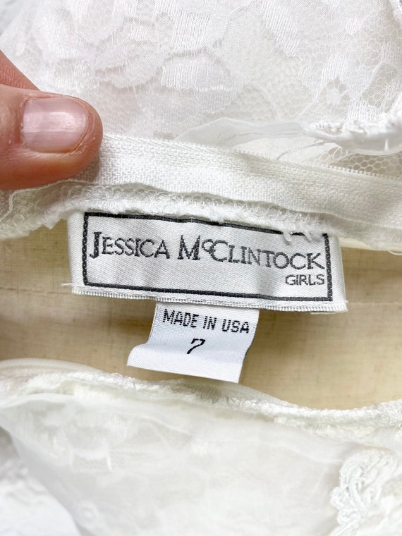 Vintage Jessica McClintock Girls White Lace Dress… - image 10