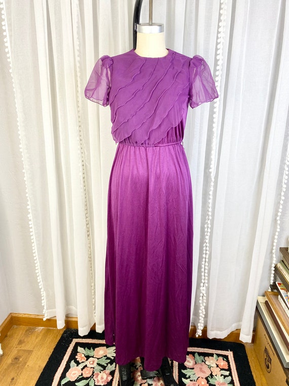 Vintage 1970s Purple Flowy Maxi Dress, Vintage Bo… - image 2