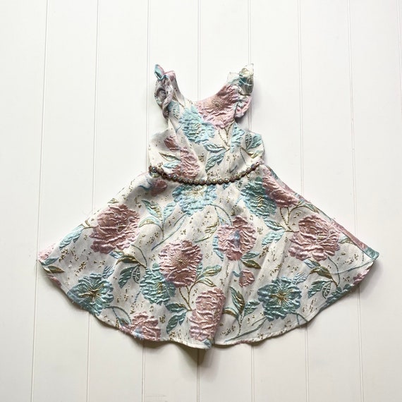 Vintage Pastel Brocade Dress, Vintage Floral Broc… - image 2