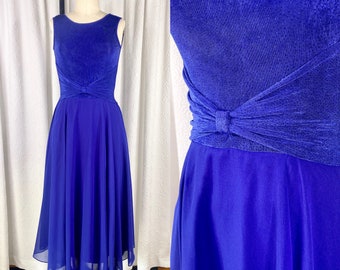Vintage Scott McClintock Royal Blue Dress, Vintage 1980s White Label Dress, Vintage Formal Dress, Low Back Dress, Size 6, Modern XS