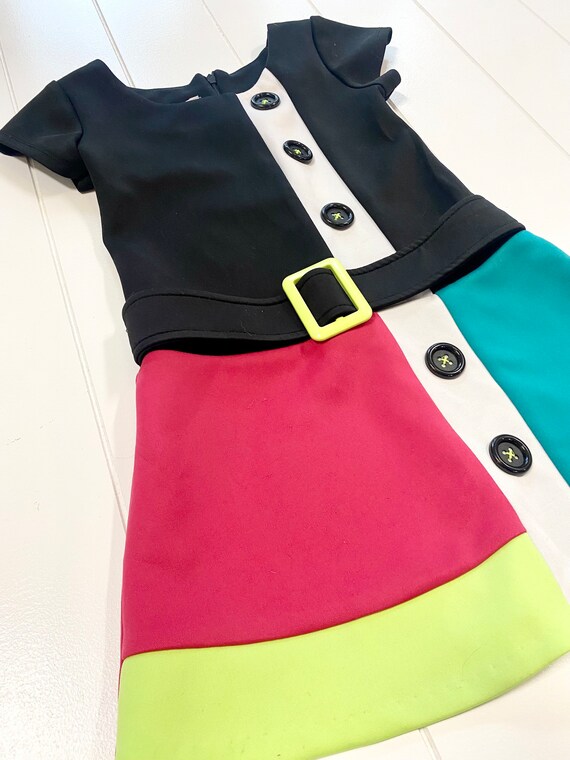 Vintage Bonnie Jean Mod Style Color Block Dress, … - image 4