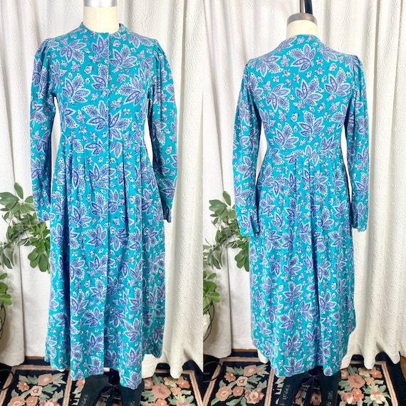 Vintage Laura Ashley Teal and Purple Paisley Cord… - image 1